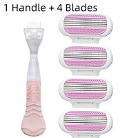 JASQQB Non-Electric Pink Women’s Razor – 1 Handle and 4 Blades for Smooth Shave, Ergonomic and Lightweight Design